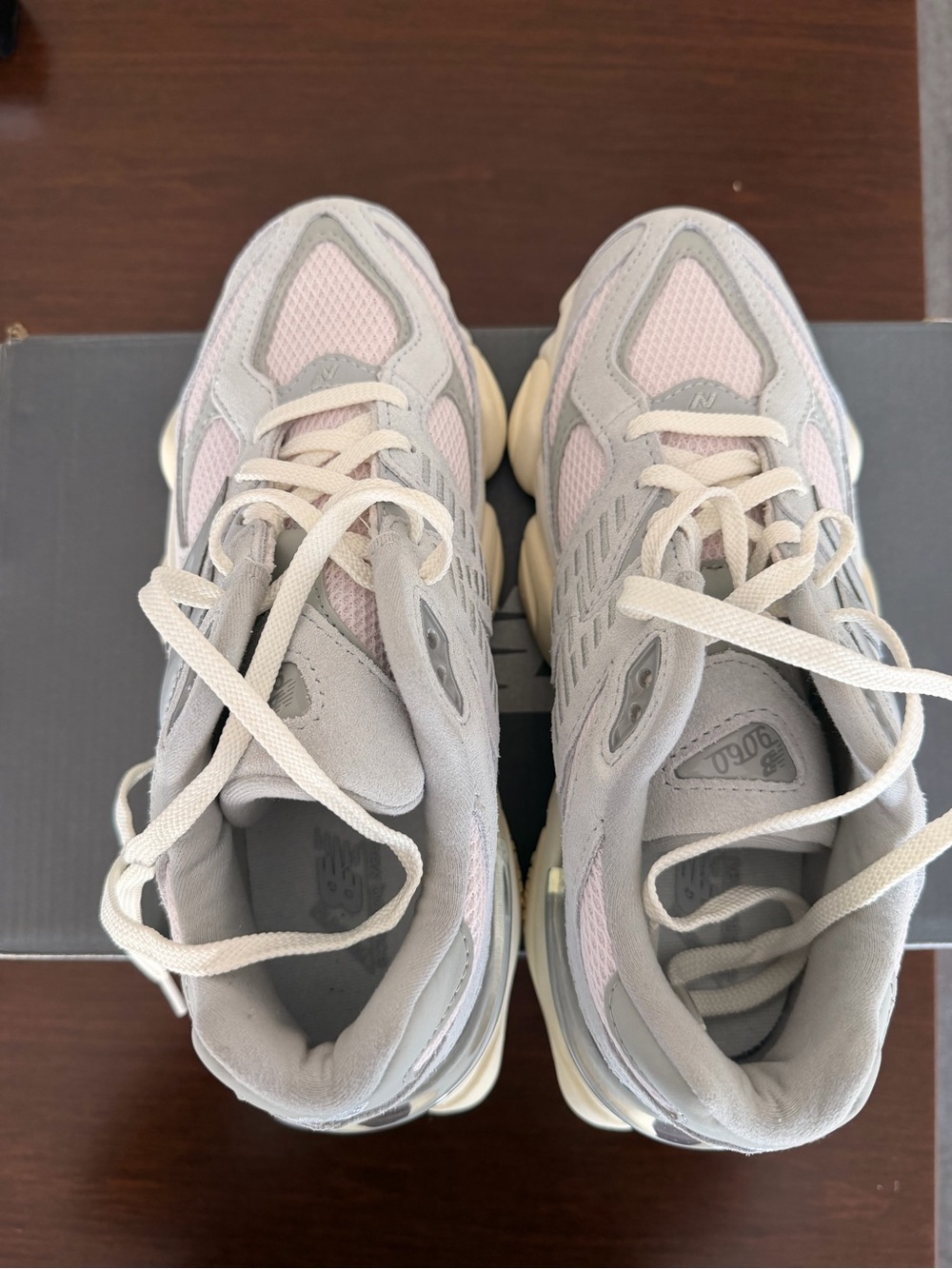 New Balance 9060 pink and Light Gray Athletic Sneakers